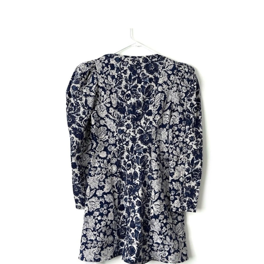 Ulla Johnson Blue Mini A-Line Dress with Long Sleeves Size 4